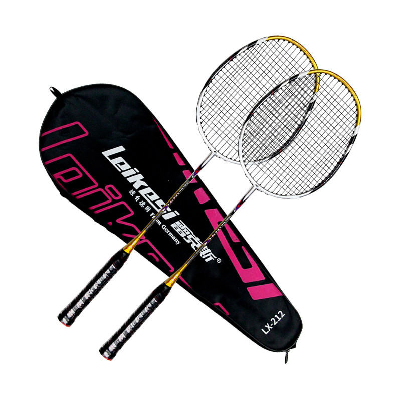 Leikesi Iron Badminton Racket Set Easy Player Stability Badminton Rackets Set for Adults Kids Beginner LX-212