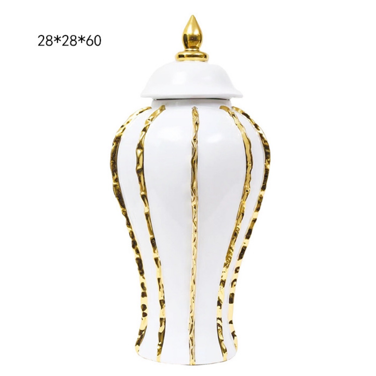 European-style ceramic striped jars, vases, flower vases, decorative items, light luxury electroplated gold edge, wedding hotel TV cabinet ornaments and handicrafts Item Picture