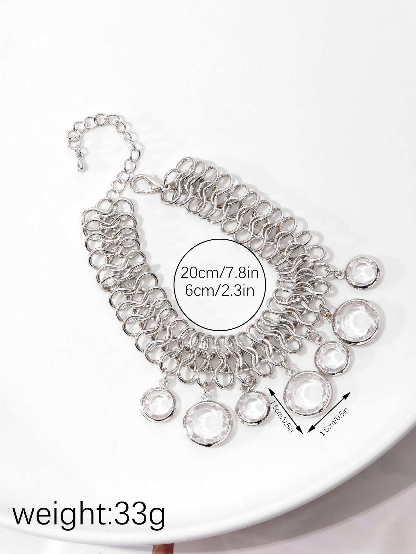 New alloy bracelet, European and American fashion street style, metallic texture geometric tassel jewelry