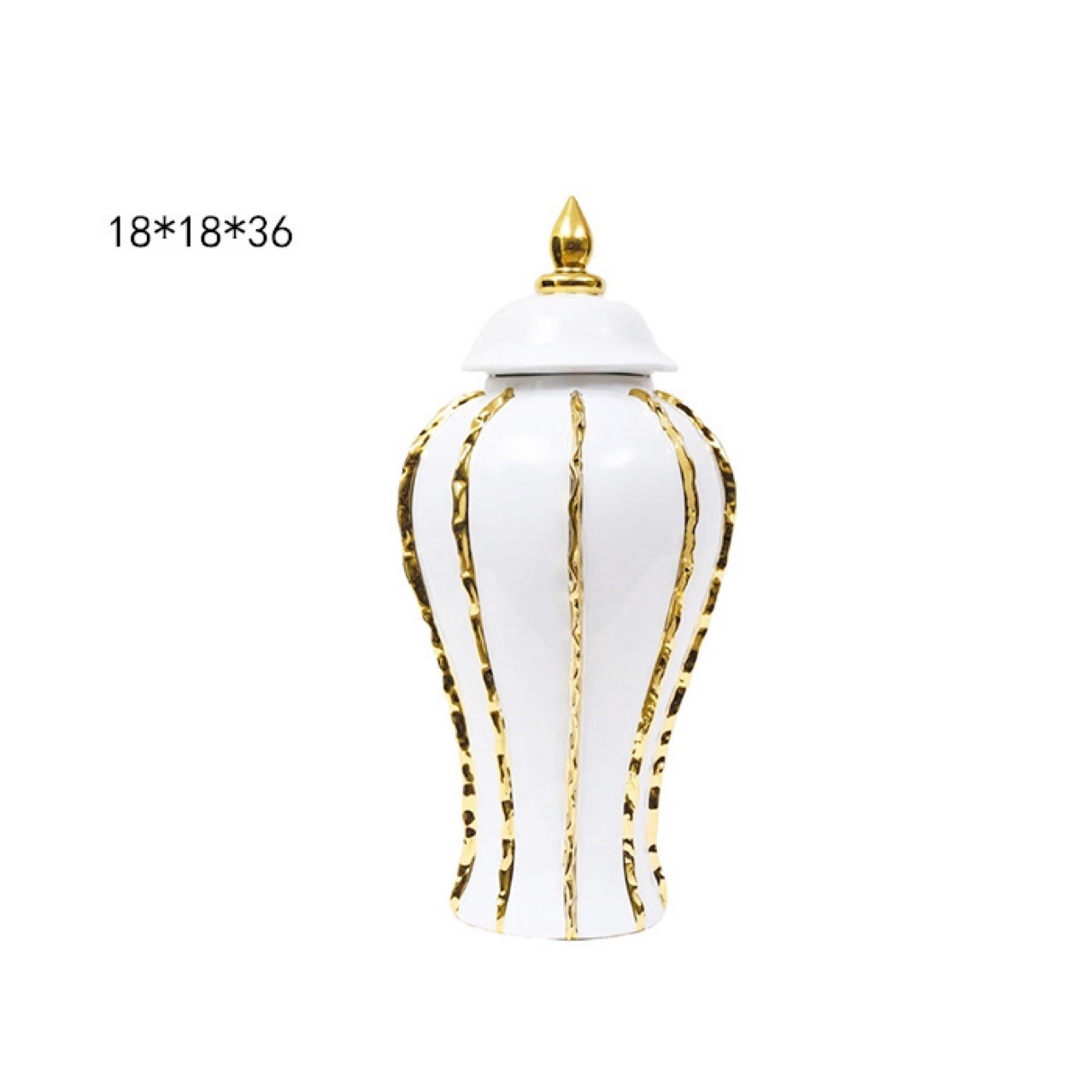 European-style ceramic striped jars, vases, flower vases, decorative items, light luxury electroplated gold edge, wedding hotel TV cabinet ornaments and handicrafts Specification image