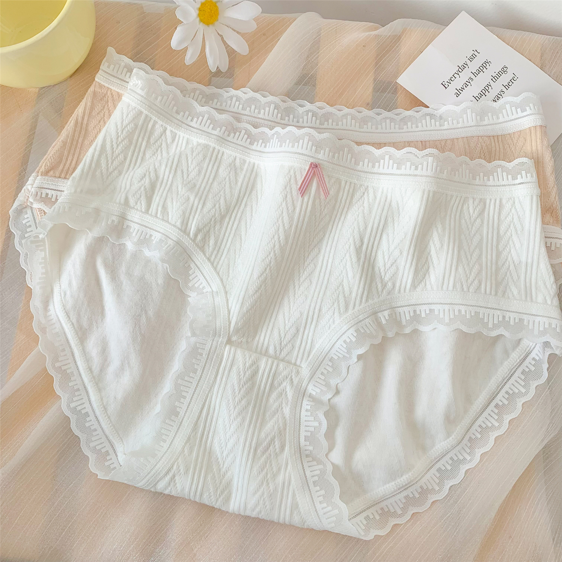 Simple and plain color, fashionable for girls, comfortable and breathable mid-waist, seamless and fresh underwear for women pic 14