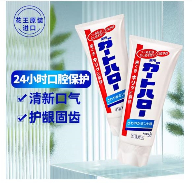 花王KAO日本进口 固齿护牙龈 除口腔异味清新口气薄荷牙膏165g