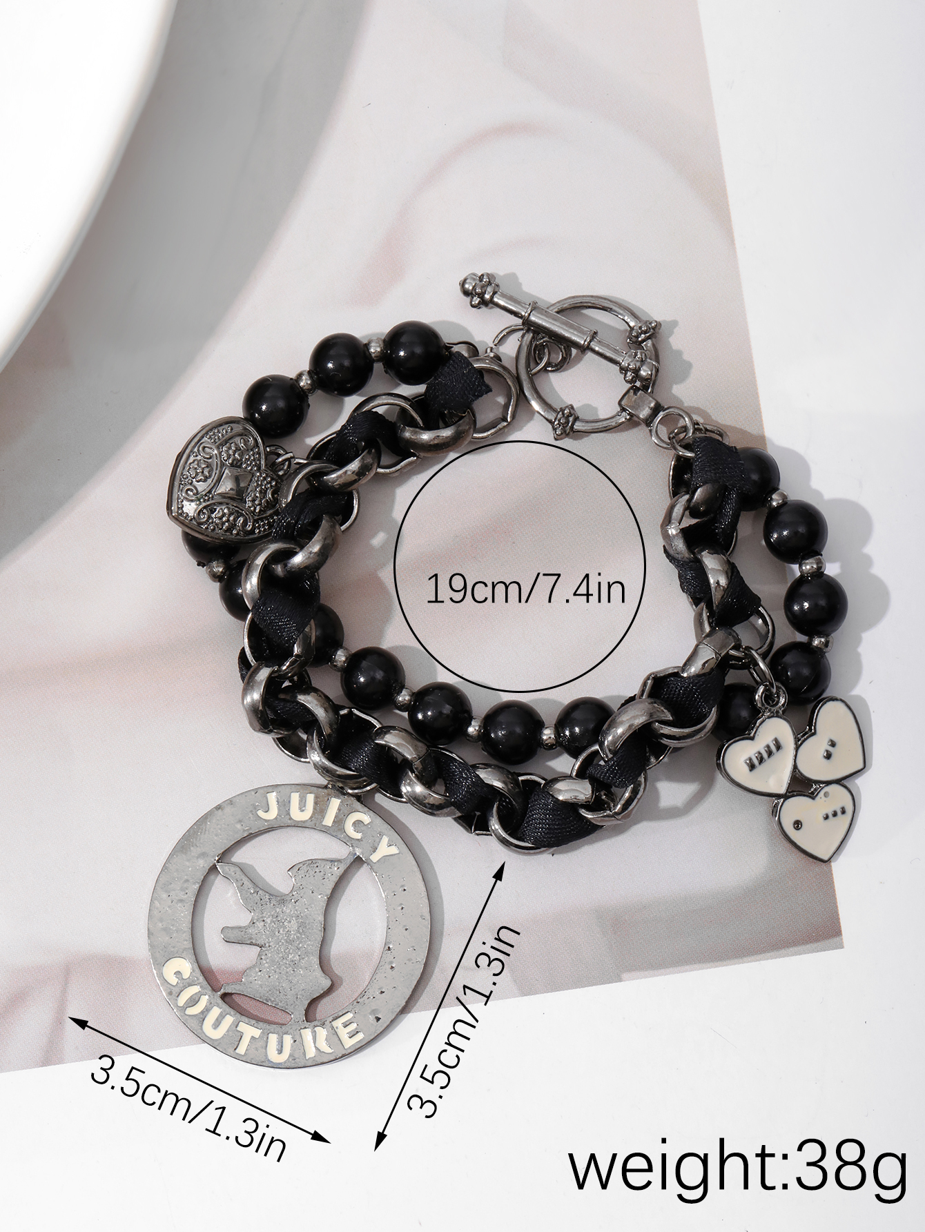 New Chinese-style fashionable bracelet, with a design sense of national trend, black beaded and elegant, double-layer bracelet, simple bracelet accessory for women