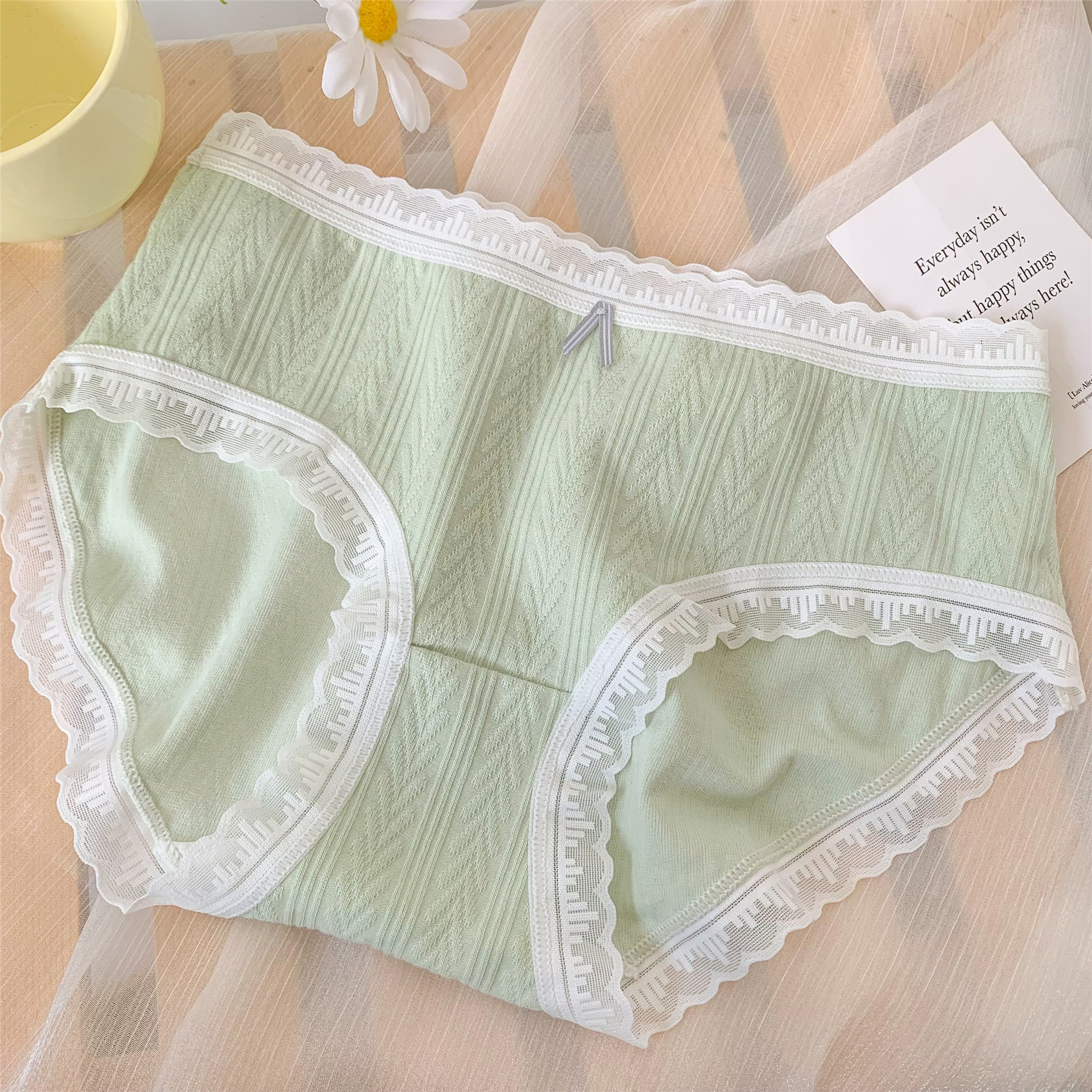 Simple and plain color, fashionable for girls, comfortable and breathable mid-waist, seamless and fresh underwear for women pic 8