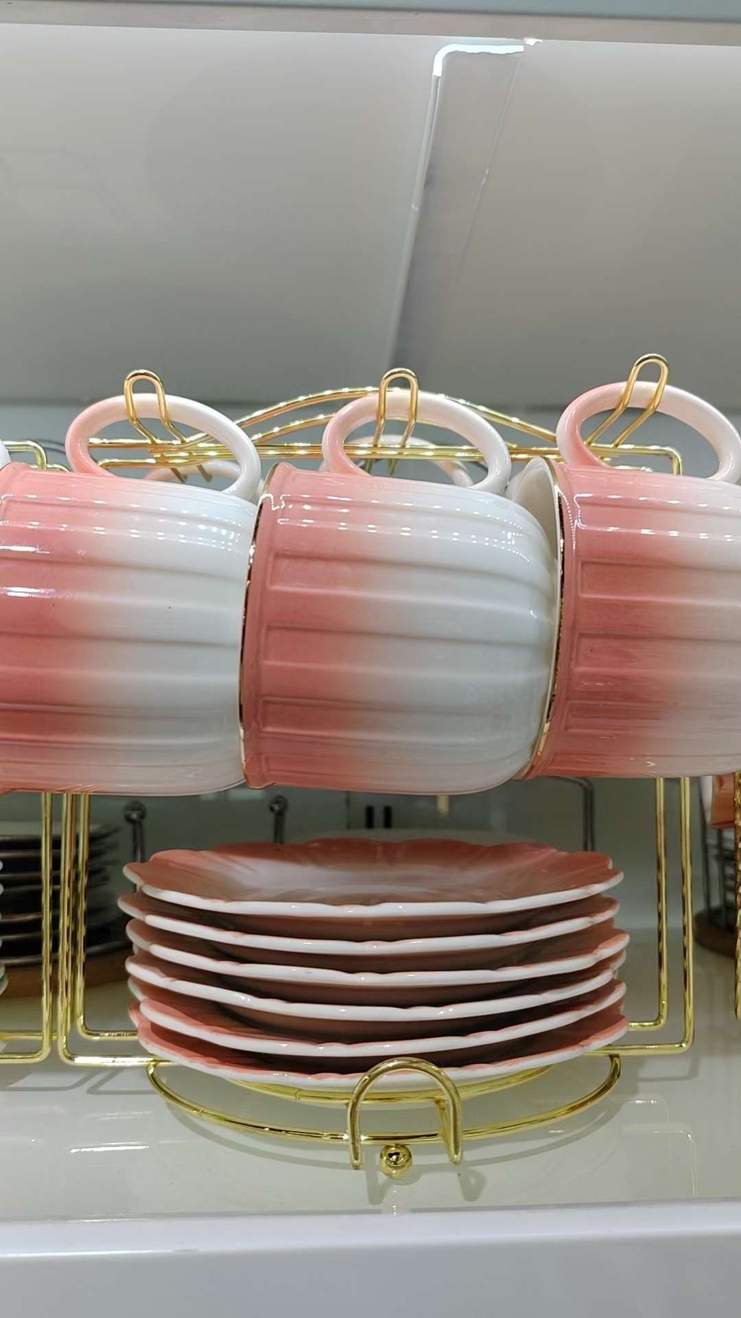 Jingdezhen 6 Cups 6 Dishes With Rack Coffee Cup Saucer Set Ceramic Cup English Afternoon Tea Cup undefined