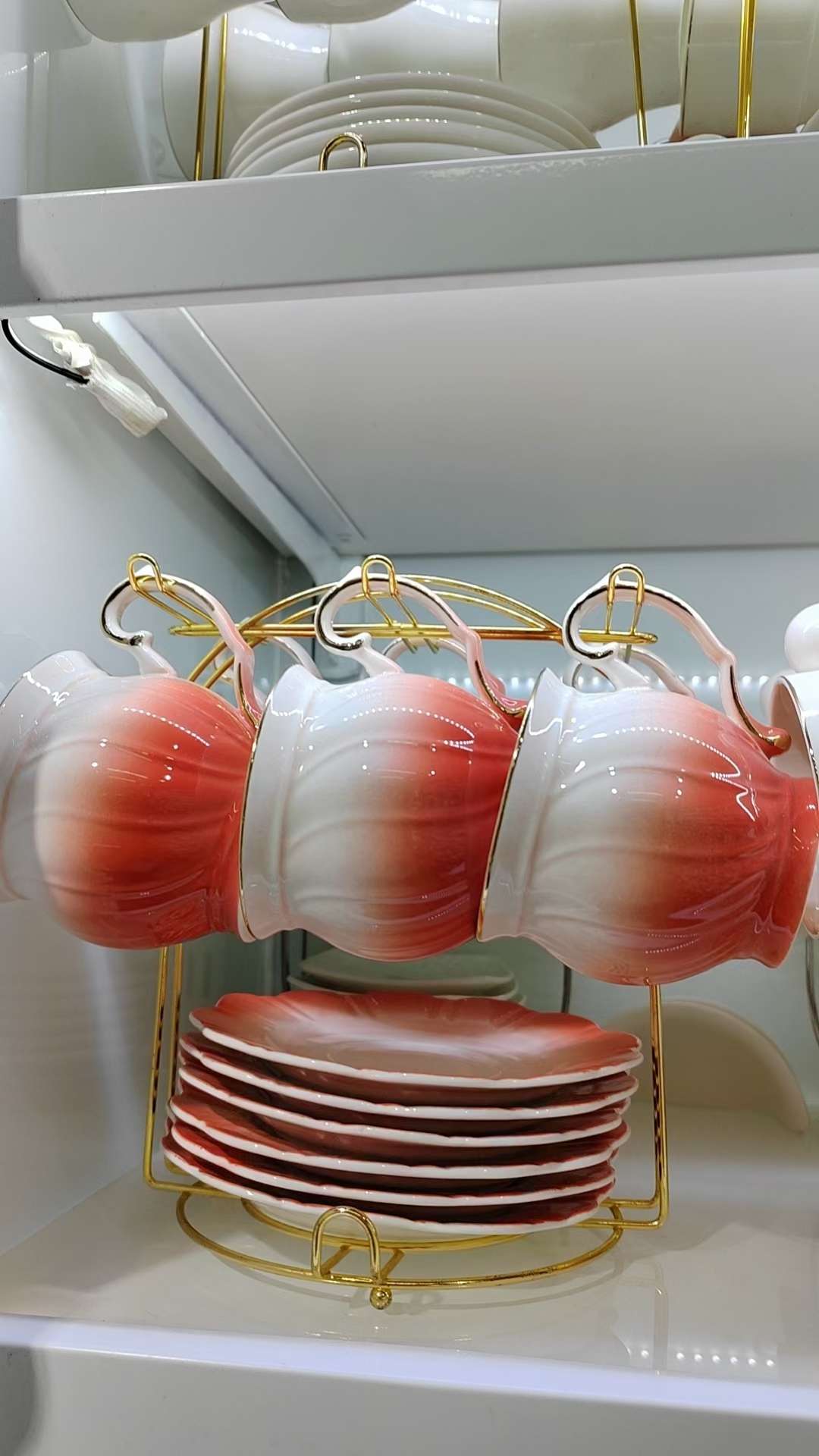 Jingdezhen 6 Cups 6 Dishes With Rack Coffee Cup Saucer Set Ceramic Cup English Afternoon Tea Cup Application Scenario