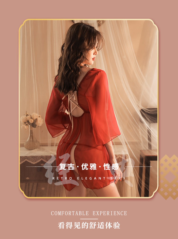 2310女古风睡裙纯欲本命年透视网纱趣味性感睡衣夫妻睡裙角色扮演详情10