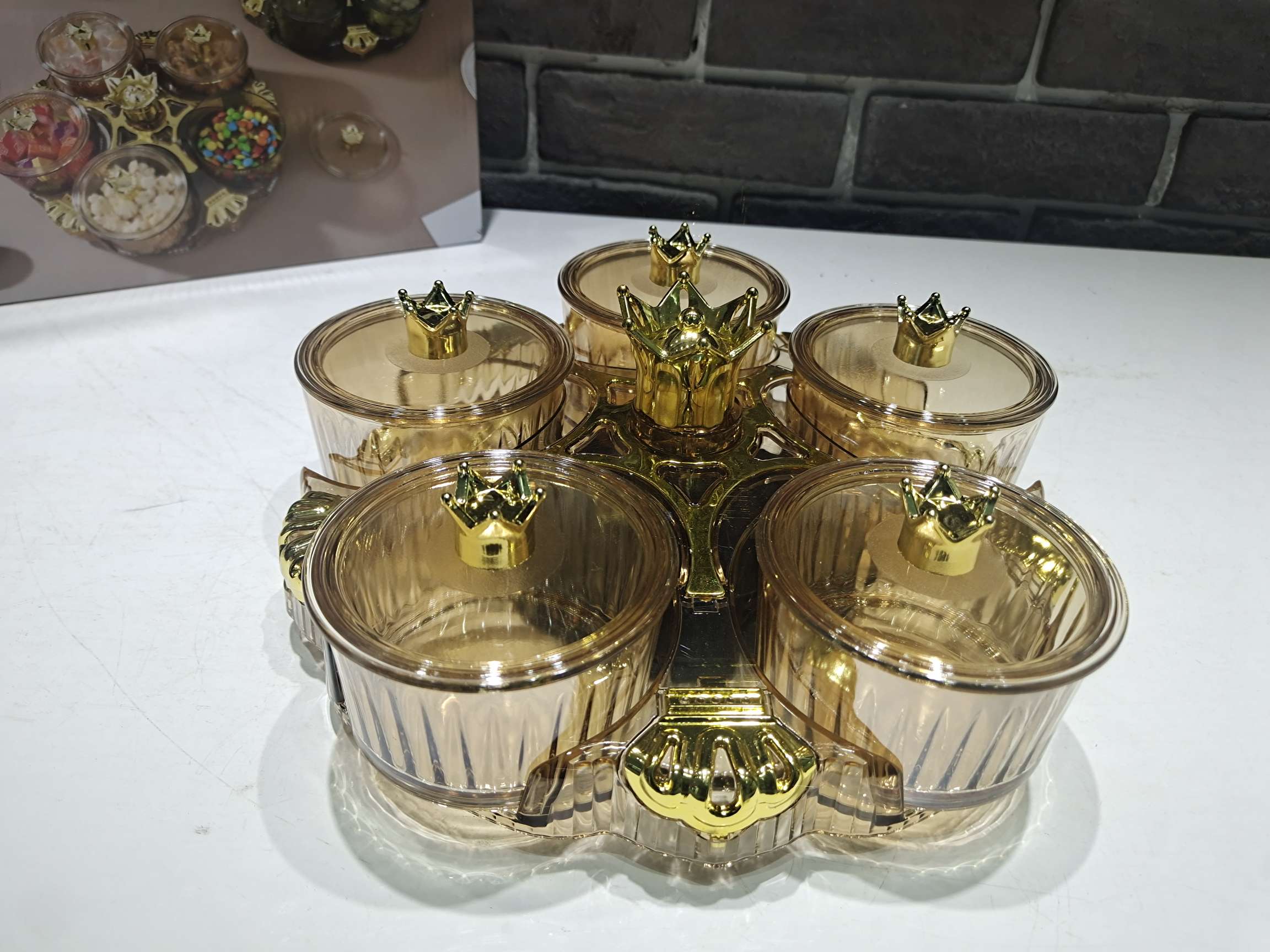 Acrylic Five-Cell Rotating Dried Fruit Box Snack Tray Item Picture