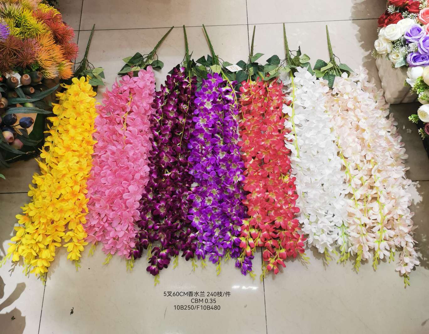 5 forks 60cm orchid hanging, perfume orchid hanging, artificial flower hand feel bouquet, wedding home decoration, artificial flower, photo props, floral art ornaments