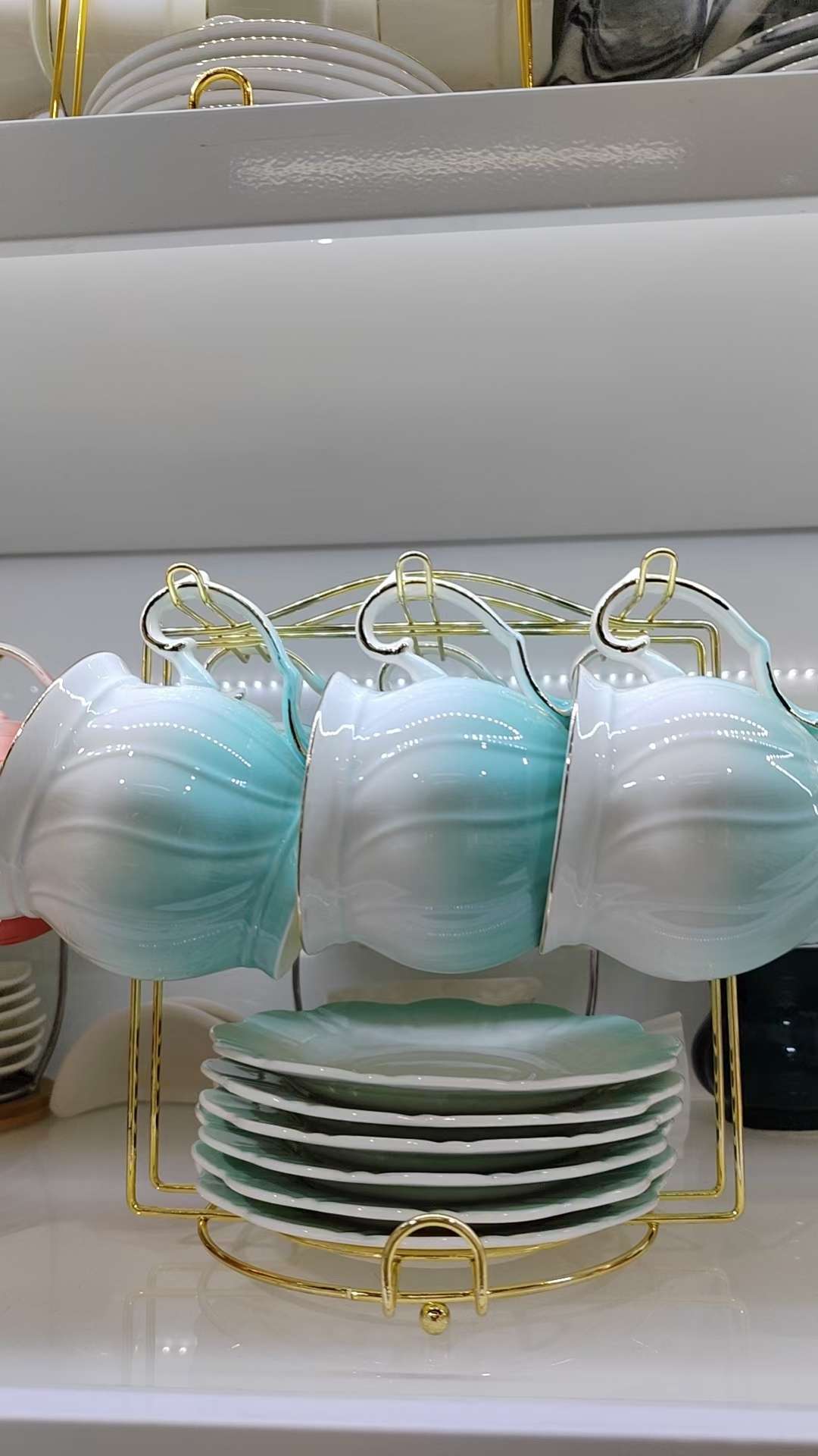 Jingdezhen 6 Cups 6 Dishes With Rack Coffee Cup Saucer Set Ceramic Cup English Afternoon Tea Cup Item Picture