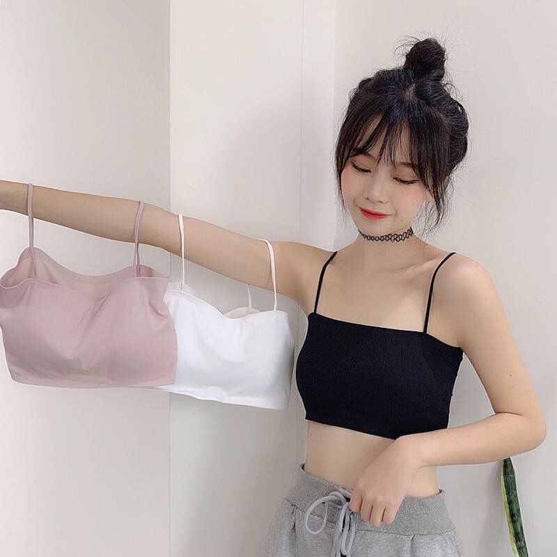 Foreign trade ice silk seamless girl vest a piece of strap with a solid color anti-slip line girth beauty back underwear Specification drawing