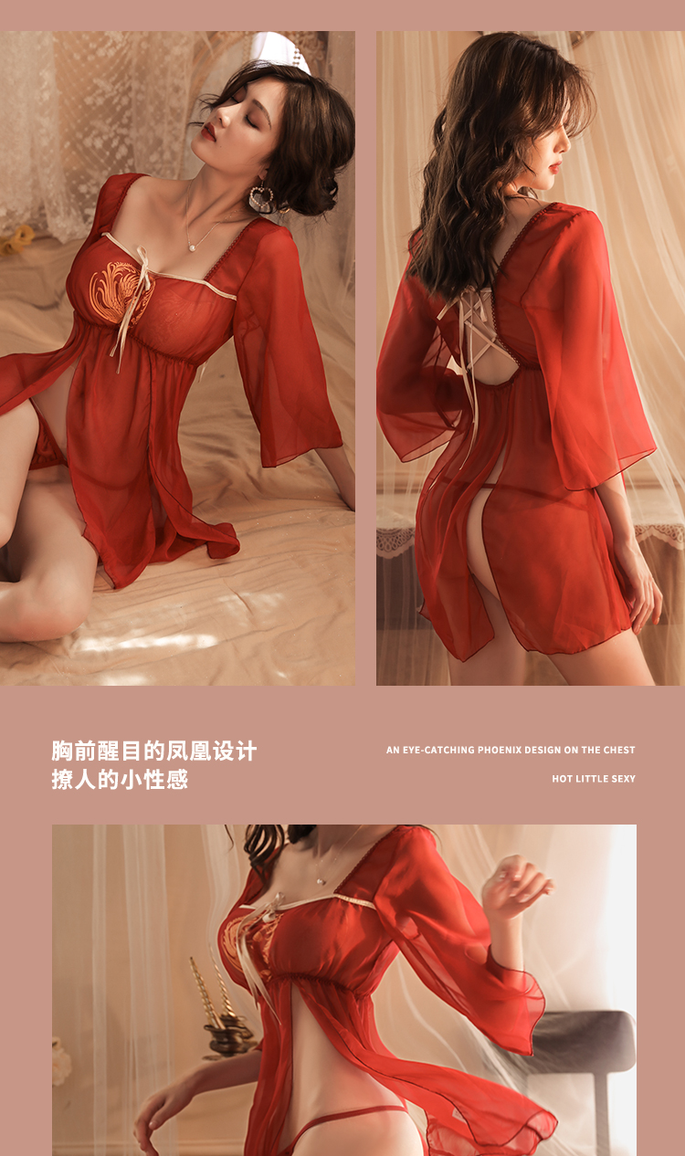 2310女古风睡裙纯欲本命年透视网纱趣味性感睡衣夫妻睡裙角色扮演详情7