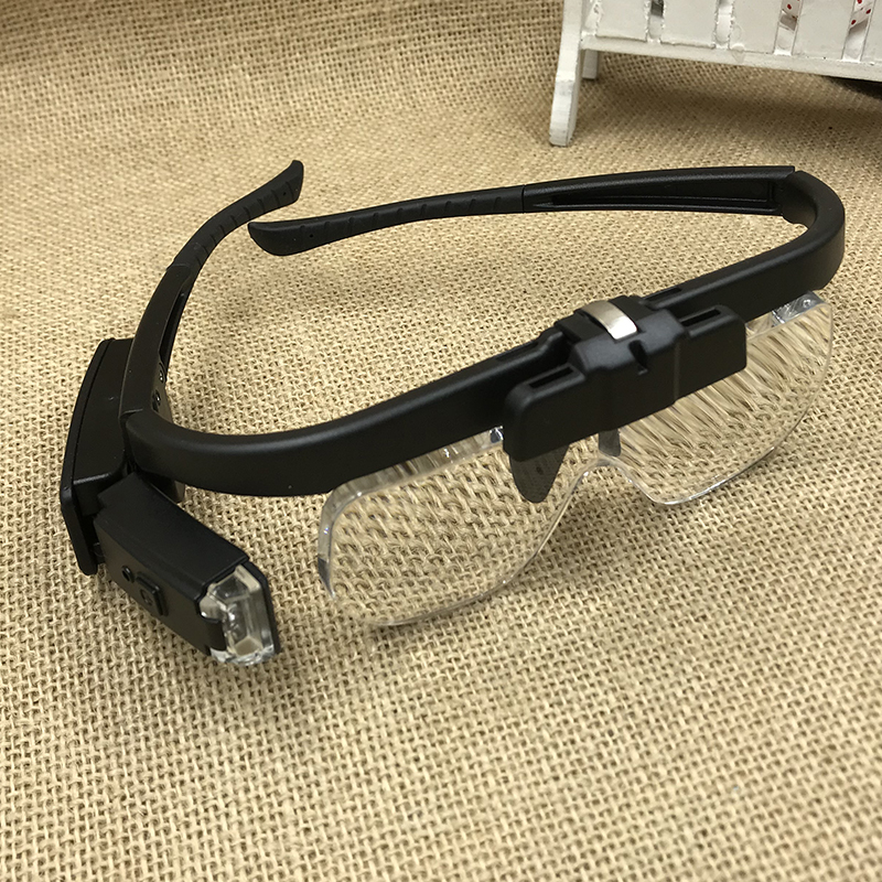 The new 11642DC glasses-style magnifying glass with a light and USB charging function is designed for the elderly to read newspapers and books. It features multiple lenses with interchangeable magnification