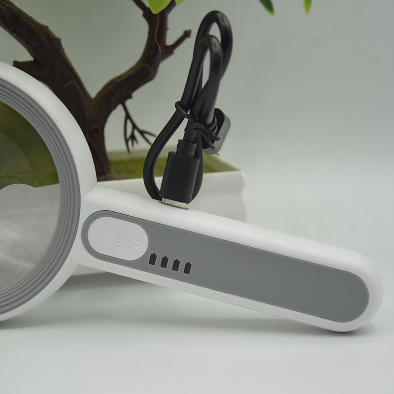 Yiwu Jinghui's new handheld USB magnifying glass, multi-size touch LED light, high-definition reinforced acrylic lens, cross-border Amazon Specification image