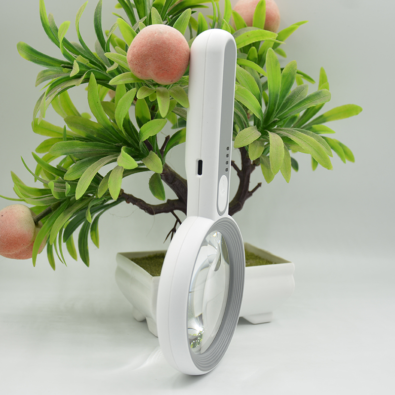 Yiwu Jinghui's new handheld USB magnifying glass, multi-size touch LED light, high-definition reinforced acrylic lens, cross-border Amazon Application Scenario