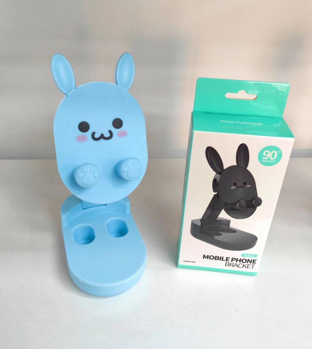 2023 Rabbit Cute Cartoon Creative Mobile Phone Tablet Computer Multi-functional Folding Universal Desktop Small Ornament Decoration Support Lifting Online Class Office Lazy Person mobile Phone stand Specification image