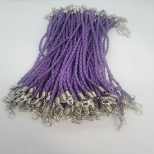 康翔饰品 3mm紫色编织绳手链四股绳项链长度18cm和5cm尾链加弹簧链条100根（1包））