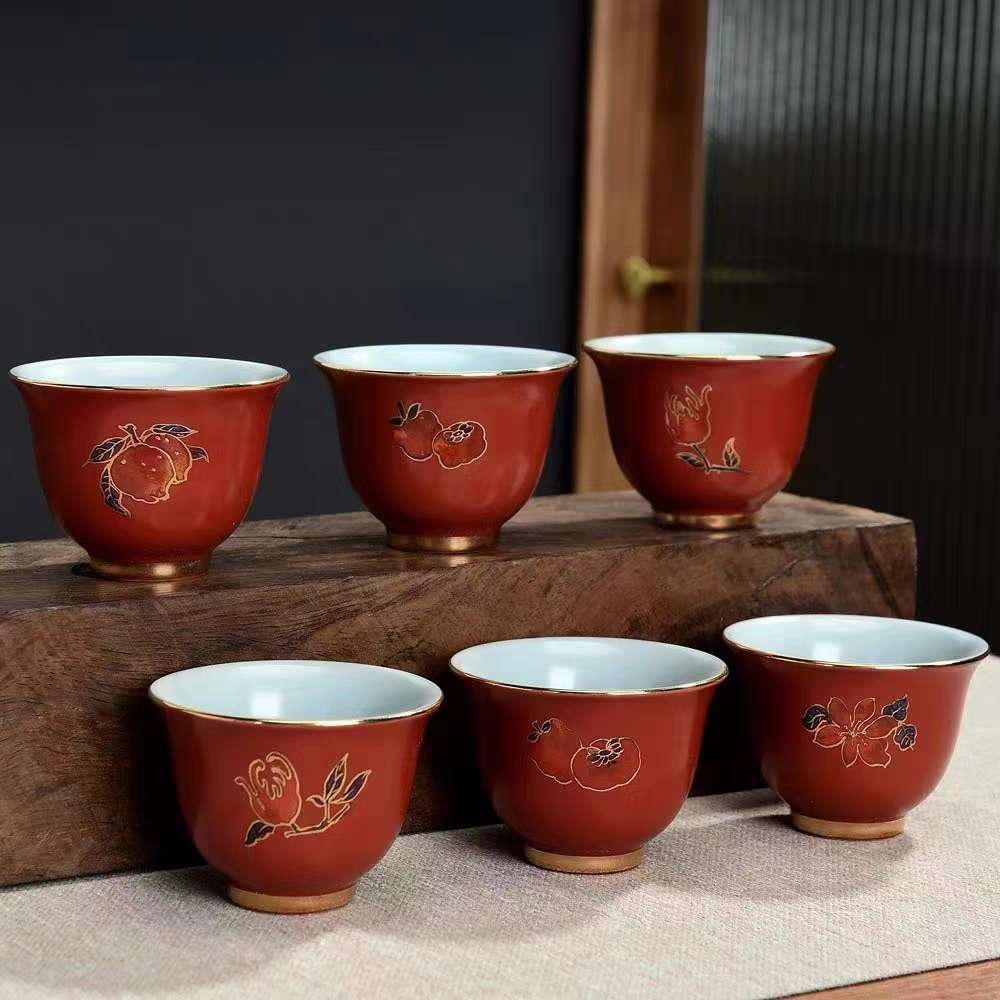 京韵窑彩叠金功夫茶具套装家用天青釉轻奢高档佛手花茶壶泡茶盖碗详情5