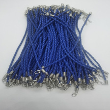 康翔饰品 3mm蓝色编织绳项链四股绳项链长度18cm和5cm尾链加弹簧链条1包（100根）