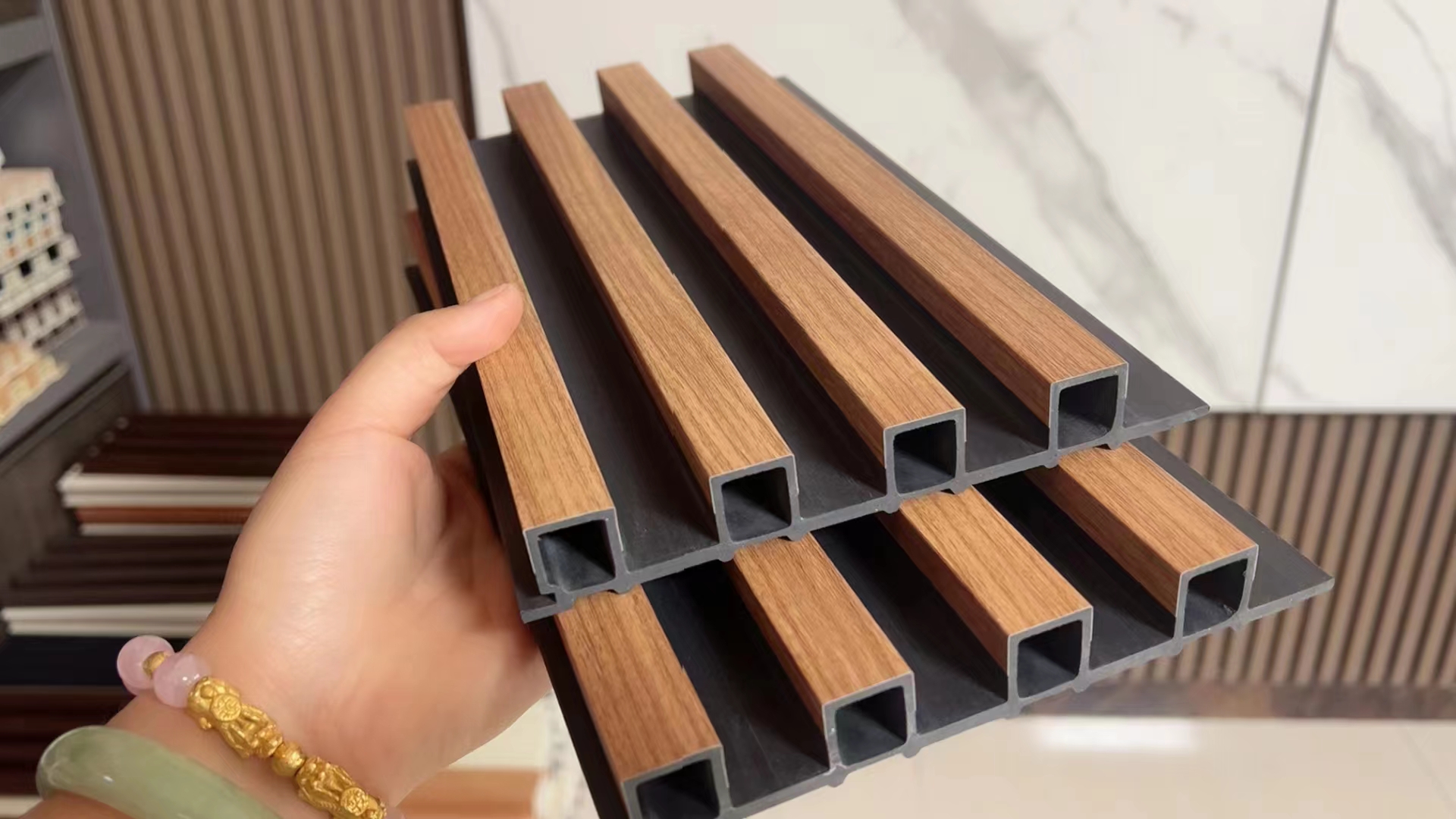 Concave-convex board ceiling wall skirt decorative grille, concave-convex decorative board wall panel, bamboo and wood fiber grille, solid wood grille Specification image