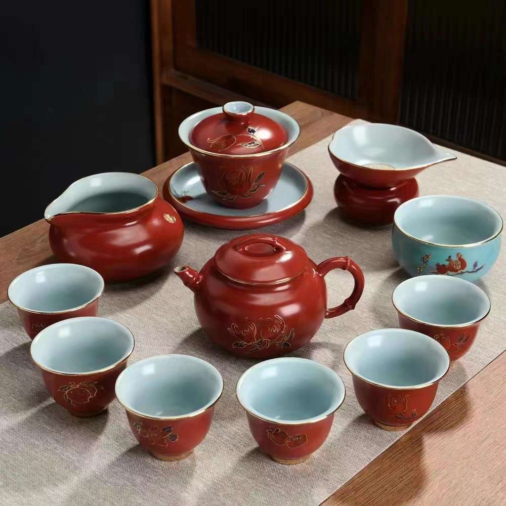 羊脂玉瓷茶具细节图