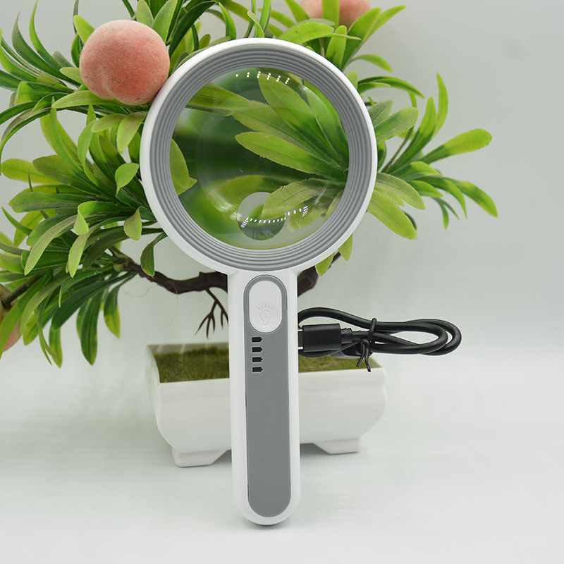 Yiwu Jinghui's new handheld USB magnifying glass, multi-size touch LED light, high-definition reinforced acrylic lens, cross-border Amazon Item Picture