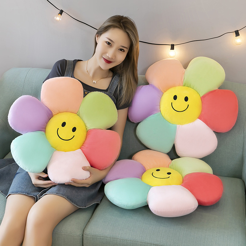 Round sunflower seat cushion, cute floor cushion, office lumbar support, plush student cartoon tatami wholesale