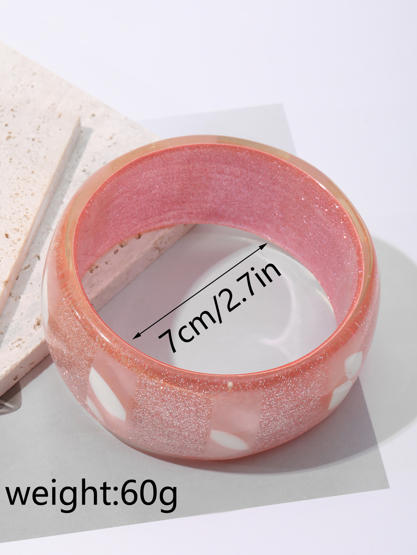 Cross-border European and American fashion resin pink bracelets, wristbands and jewelry for women, high-end jewelry and accessories