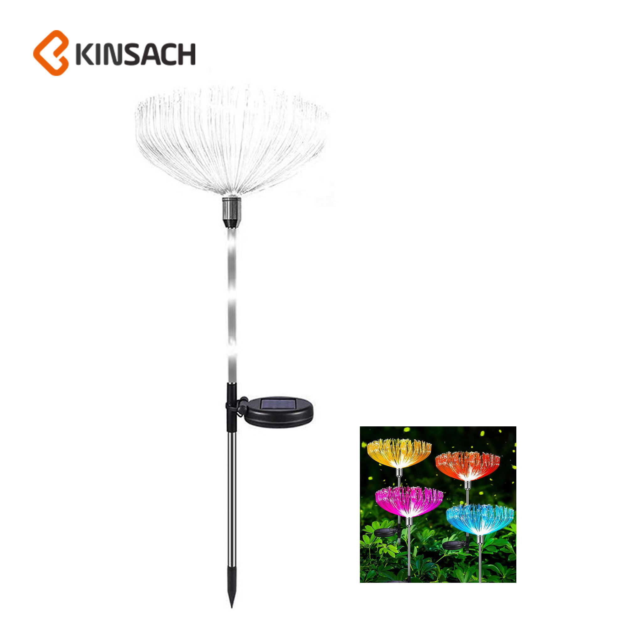 Solar garden fiber optic light LED jellyfish garden ground plug-in light outdoor meteor shower effect decorative light