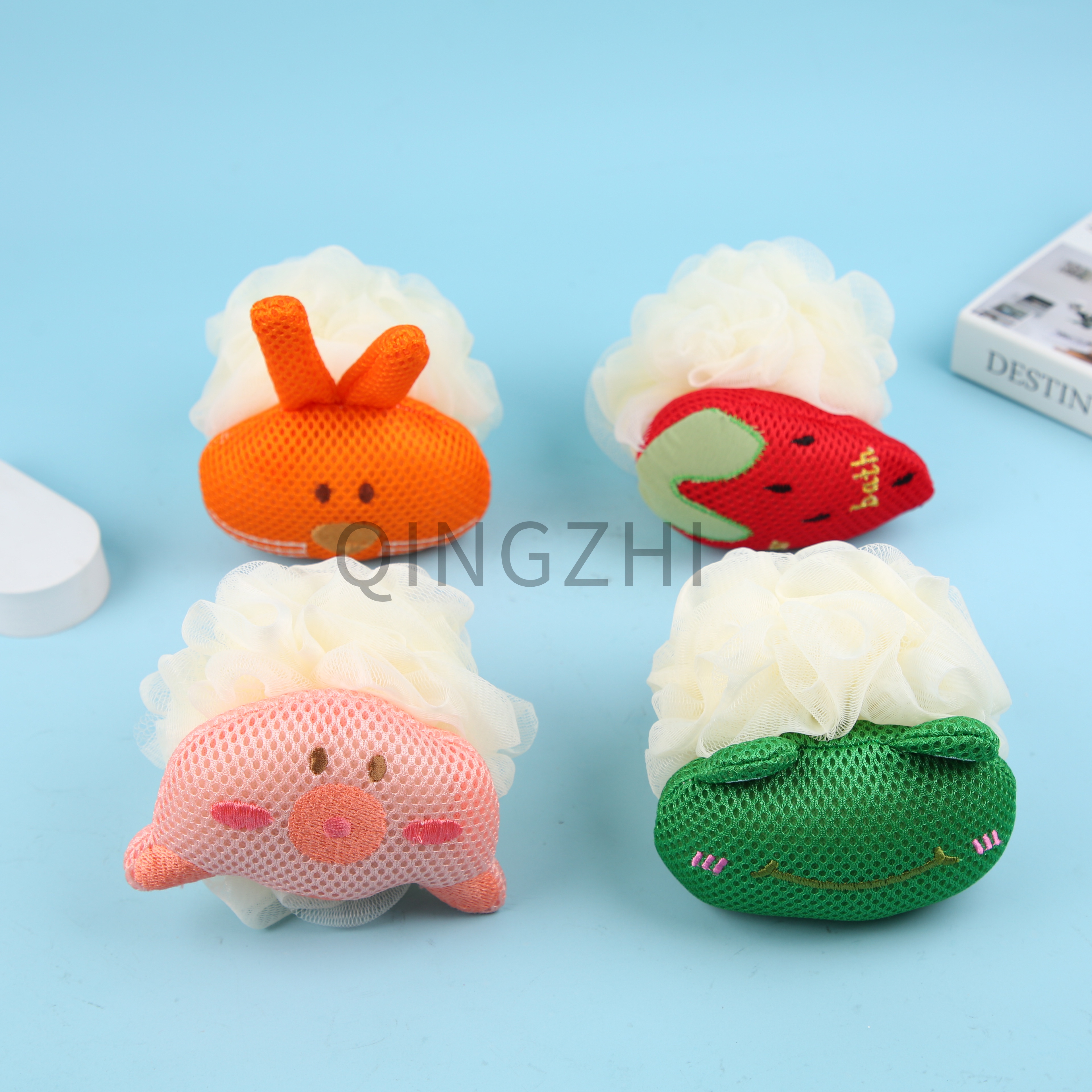 浴球洗浴用品浴球洗浴用品浴花洗浴用品可爱卡通浴球 可爱章鱼青蛙浴球 洗澡不求人 清洁皮肤 大量气泡 厂家生产 质量保证