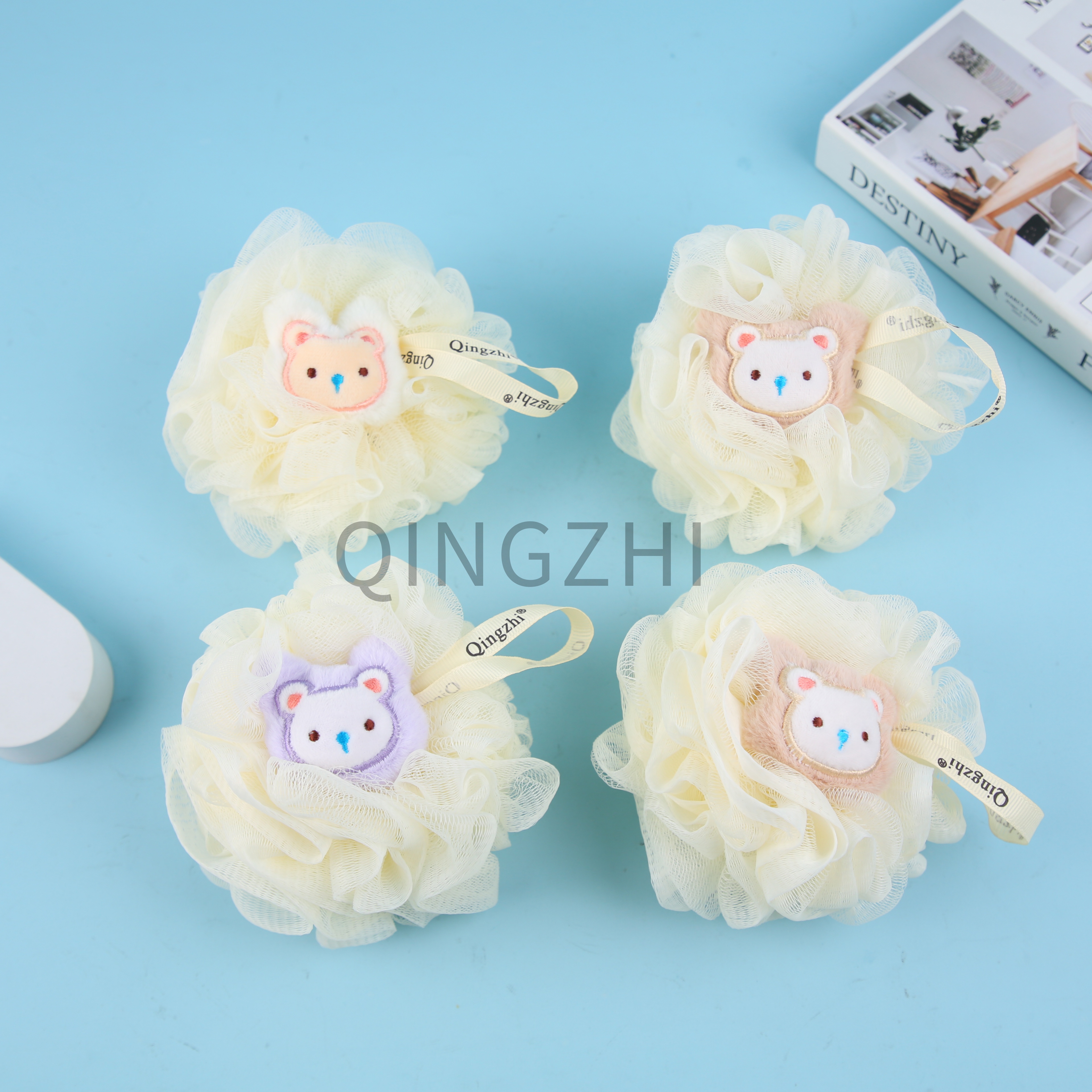 浴球洗浴用品浴球洗浴用品浴花洗浴用品可爱卡通浴球 可爱兔毛熊浴球 洗澡不求人 清洁皮肤 大量气泡 厂家生产 质量保证