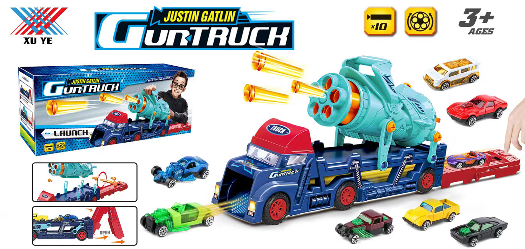 运输车折叠货柜车 DIY贴纸配合金玩具车大卡车收纳运输车儿童