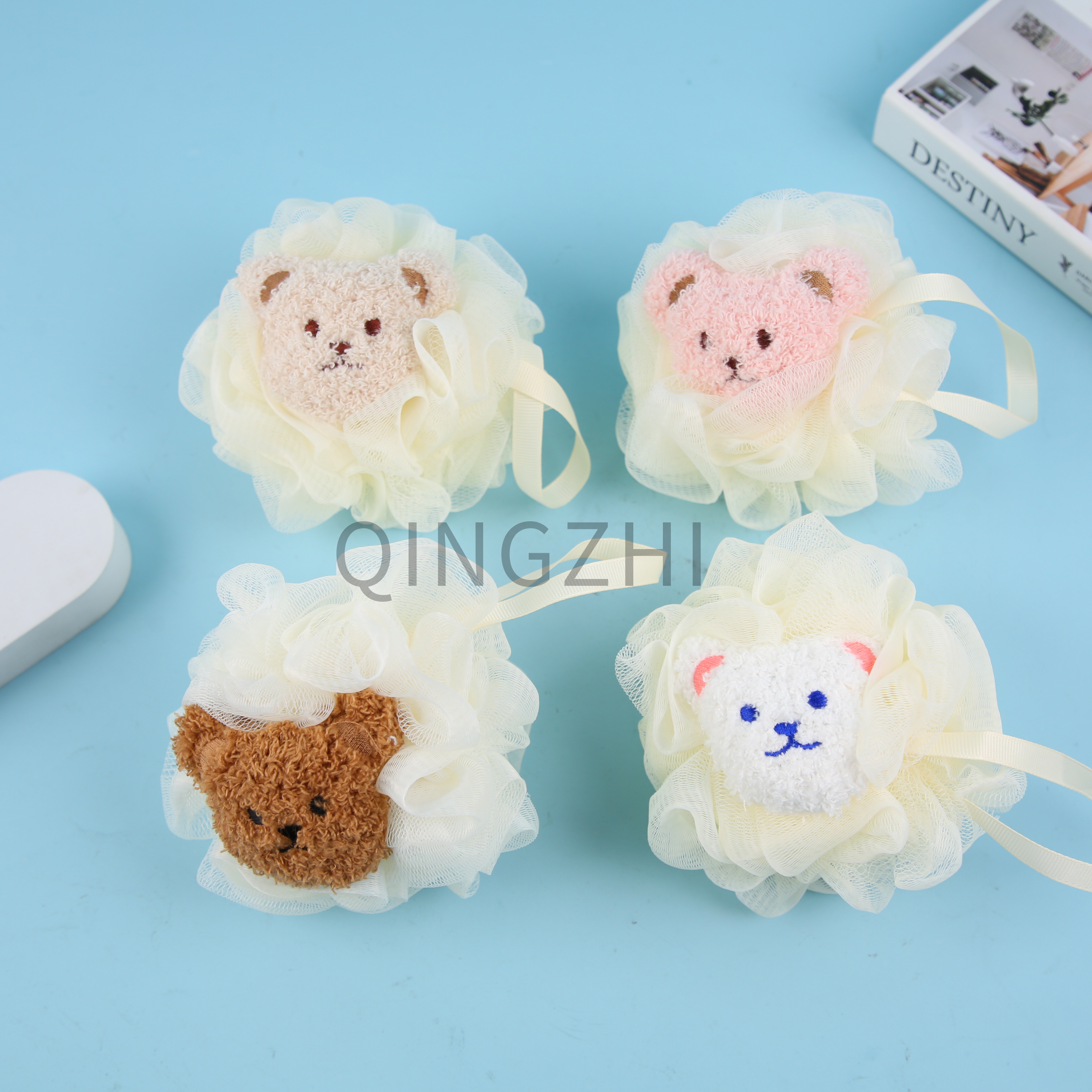 浴球洗浴用品浴球洗浴用品浴花洗浴用品可爱卡通浴球 可爱蒸汽熊浴球 洗澡不求人 清洁皮肤 大量气泡 厂家生产 质量保证