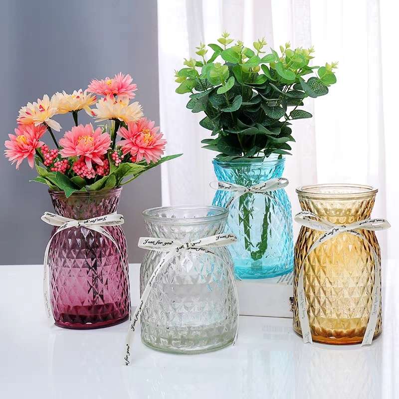 New creative closing glass vase color cloth bag water culture vase vase home office water culture flower bottle decoration