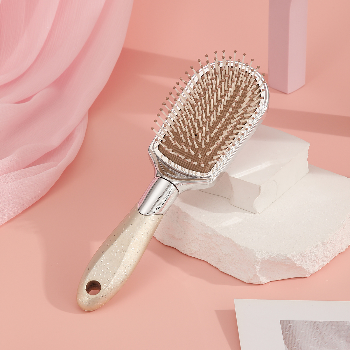 Electroplated aluminum dot airbag comb, anti-static massage comb, long hair styling comb