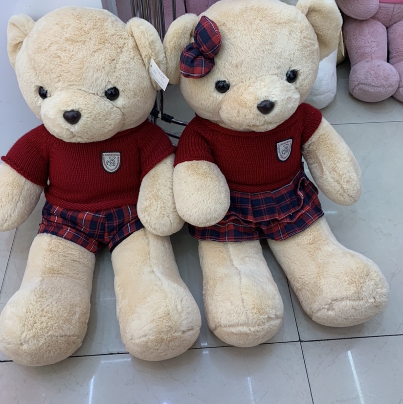 Real Foreign Trade For Cartoon Toy Plush Doll Wholesale Toy Bear Plush Bear Red Lovers Sweater 1.1 Meters Item Picture