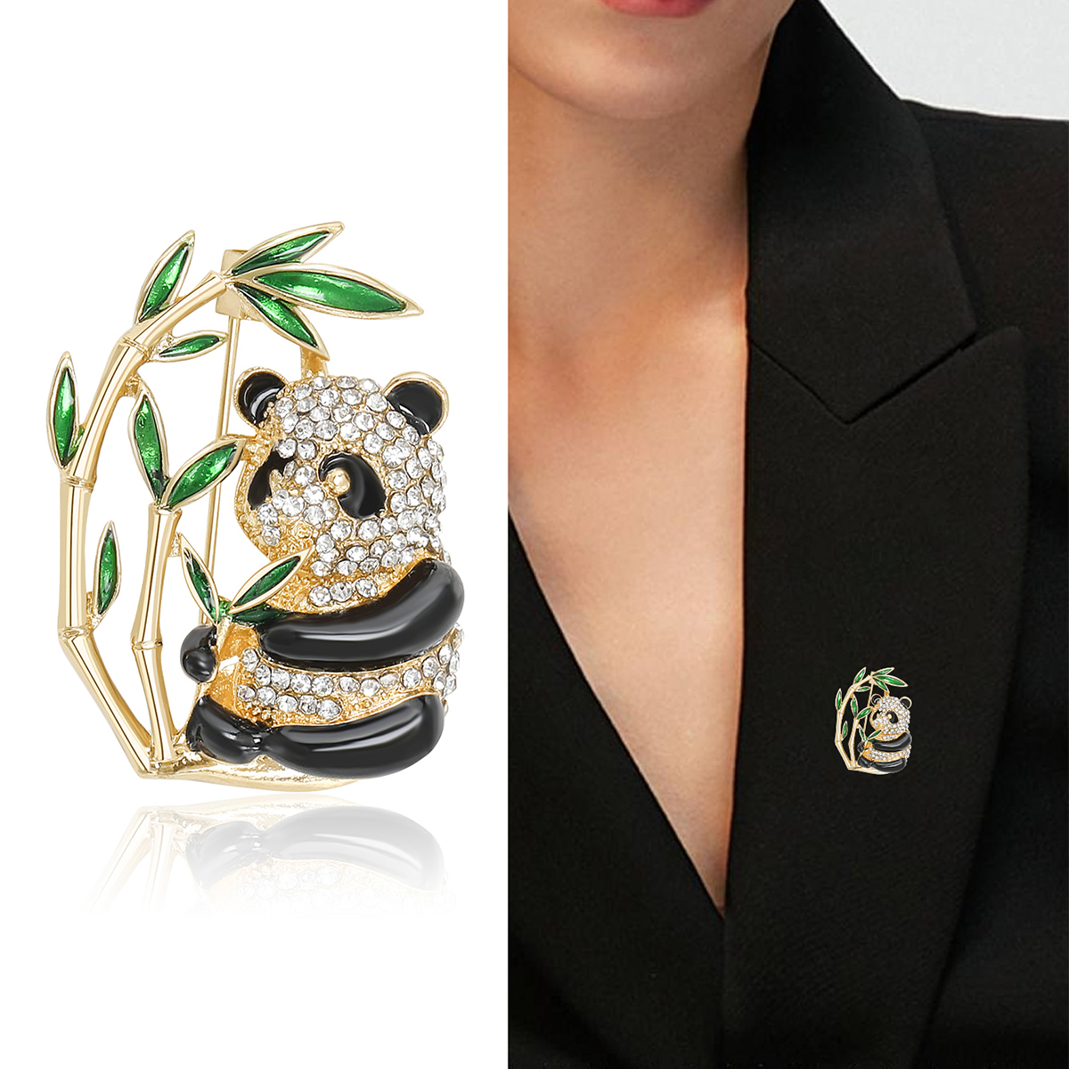 High-end women's boutonniere with giant panda, high-end design sense, niche new clothes, suit, suit brooch with accessories, cute panda, Chinese style brooch, high-end boutonniere for men and women, continuous rise, symbolic brooch, anti-exposure clasp decoration