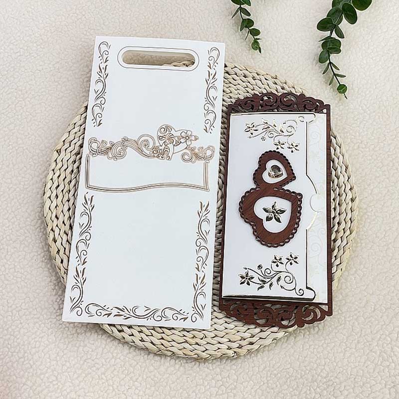 Factory direct sales, customized for foreign trade, long classic heart-shaped patterned gilded and hollowed-out wooden wedding invitations, business invitations, birthday invitations, banquet greeting cards wholesale Item Picture