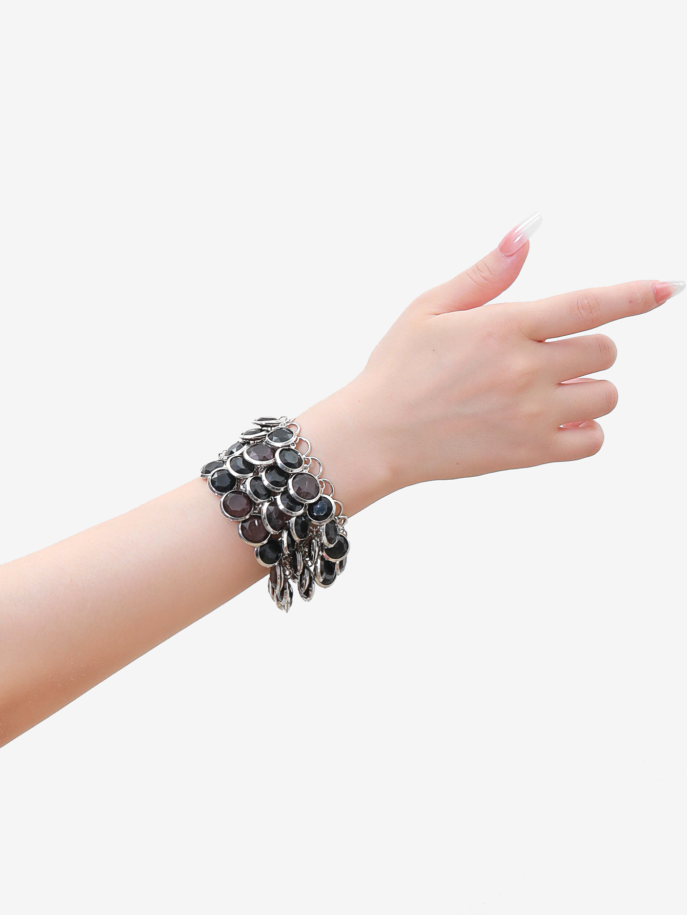 New European and American elegant women's bracelet, multi-layer round, candy-colored fish-shaped bubble bracelet, black Application Scenario