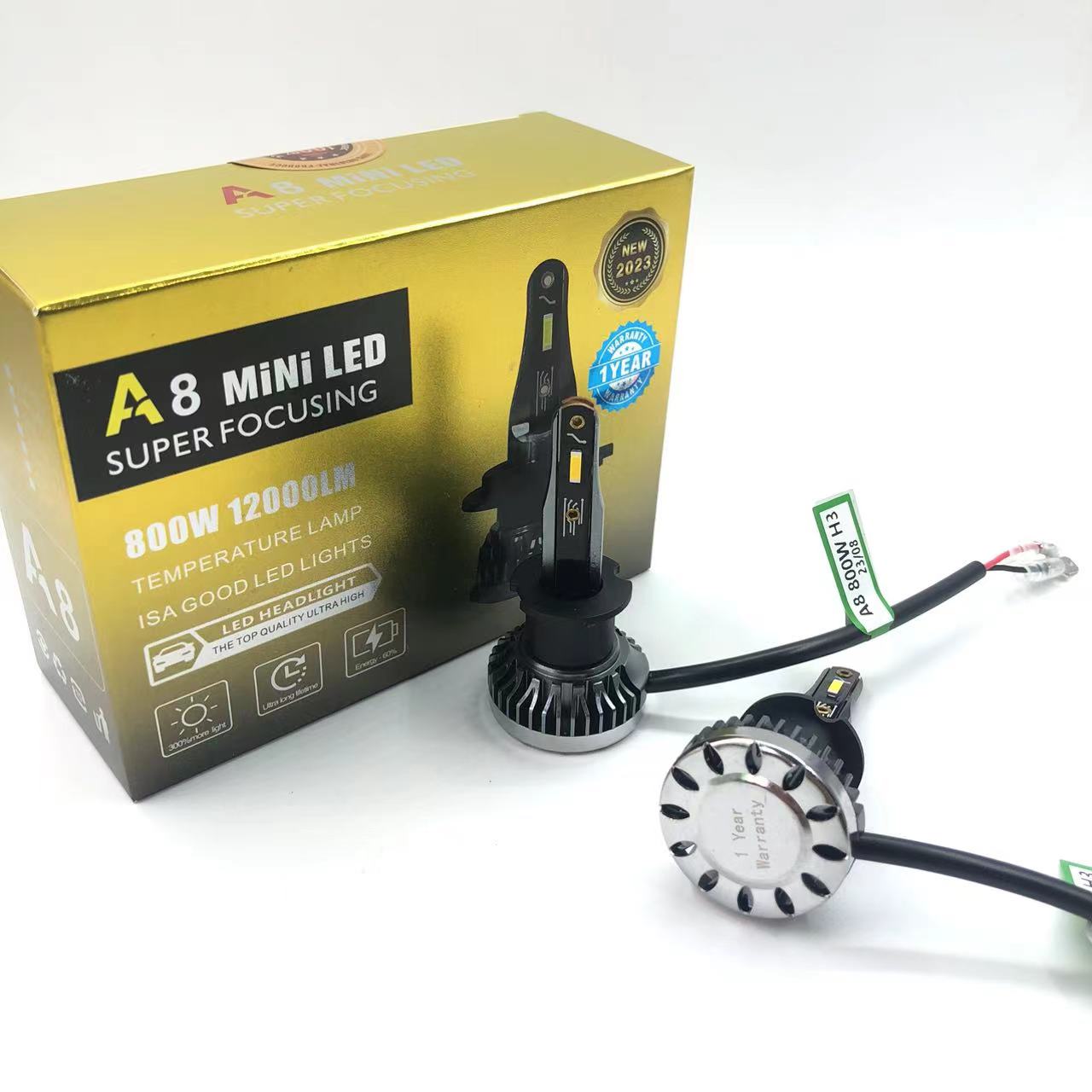 Automotive headlight led spotlight A8 foreign trade version golden light spotlight Specification drawing