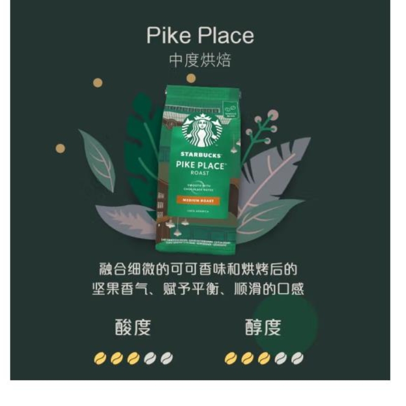 进口 Starbucks星巴克原装进口咖啡豆 派克市场200g 浓缩烘焙200g详情6