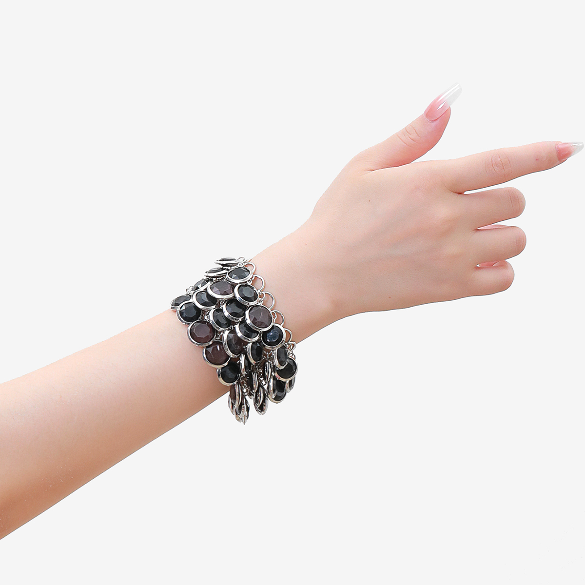 New European and American elegant women's bracelet, multi-layer round, candy-colored fish-shaped bubble bracelet, black Item Picture