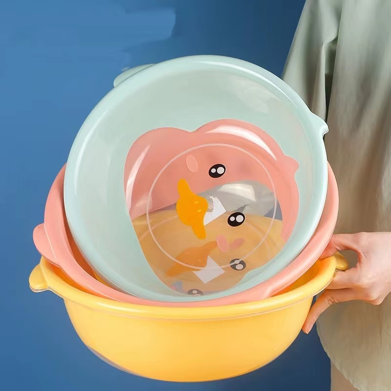 卡通儿童洗脸盆双耳创意海豚宝宝洗衣盆家用圆形塑料盆新生儿面盆