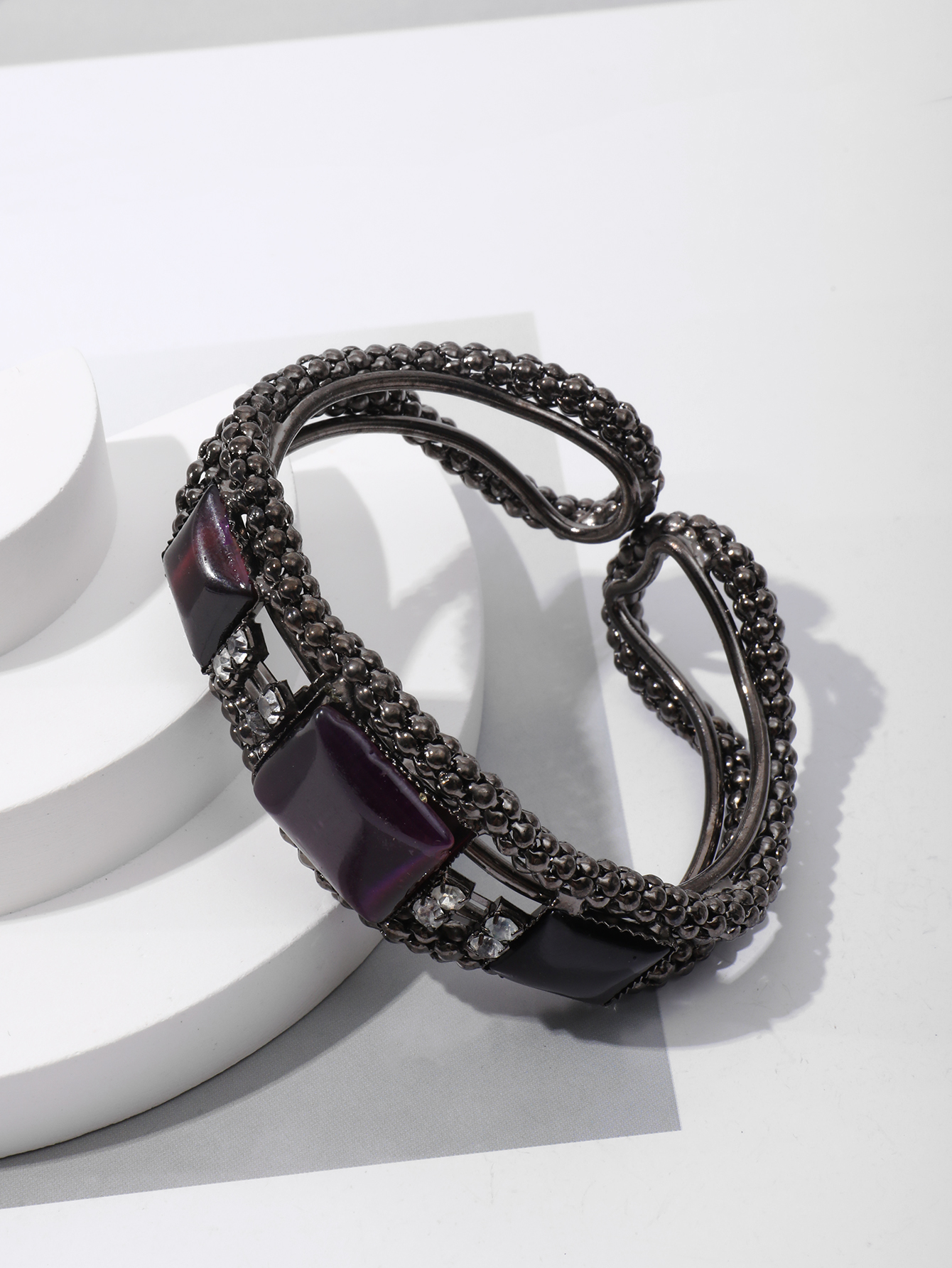 2023 new fashion commuter high-grade purple bracelet retro fashion personality woman block bracelet