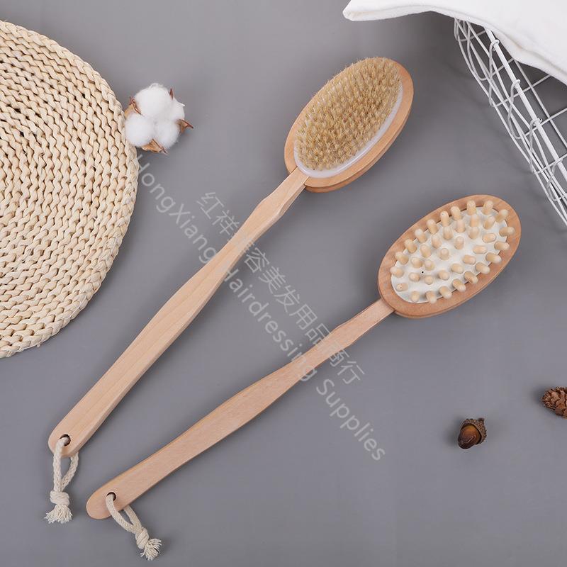 手拿长柄沐浴刷子禾木搓澡刷搓背去泥洗澡刷头部按摩刷去角质浴刷