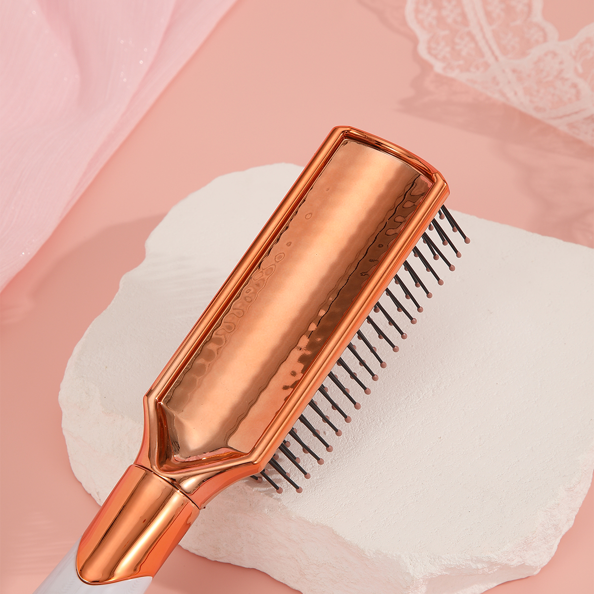 Electroplated marble comb, non-knotting, fluffy hair, anti-static hair care comb Item Picture