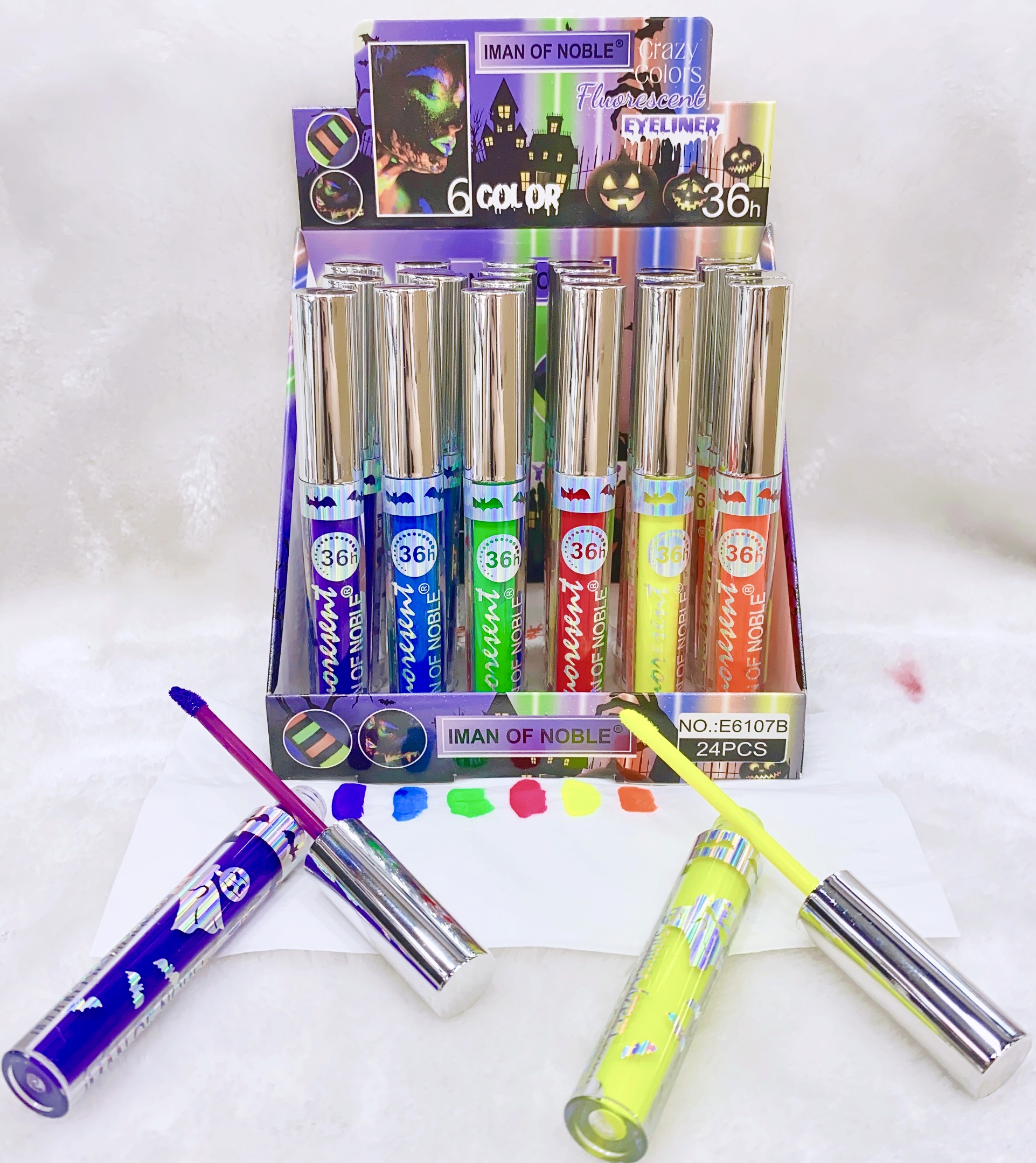 IMAN de NOBLE marca crossover 2023 nuevo color fluorescente halloween eyeliner líquido brillo labial sin mareos sostenedor de maquillaje puede ser multiuso