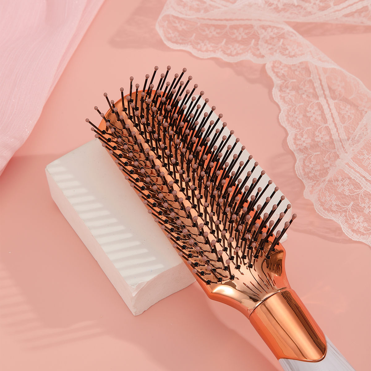 Electroplated marble comb, non-knotting, fluffy hair, anti-static hair care comb Application Scenario