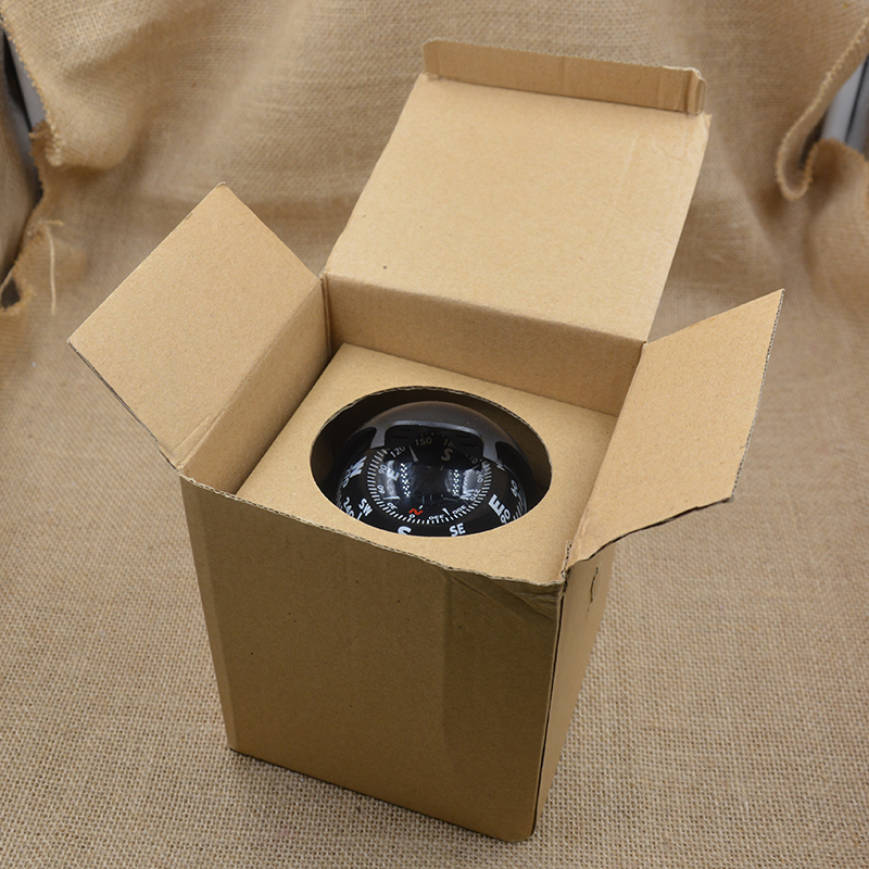 创意礼品户外野营带灯车载船载指南针指南球LC760黑色白色白底实物图