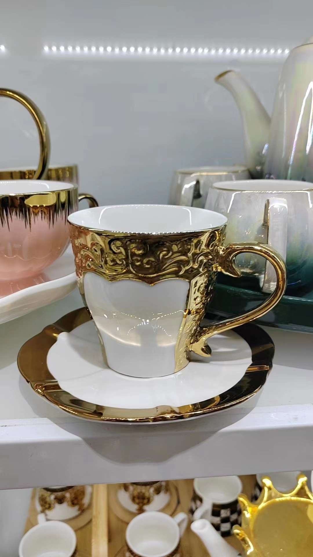 Jingdezhen 6 Cup 6 Dish Coffee Cup Dish Set Ceramic Cup Ceramic Dish Kitchen Supplies undefined